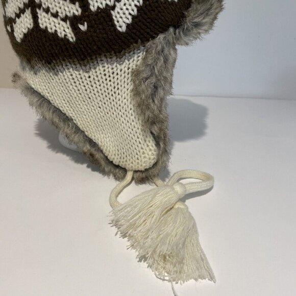 Urban Pipeline Trapper Hat Cap Brown Faux Fur Knit Insulated Snowflake Adult - Picture 3 of 12